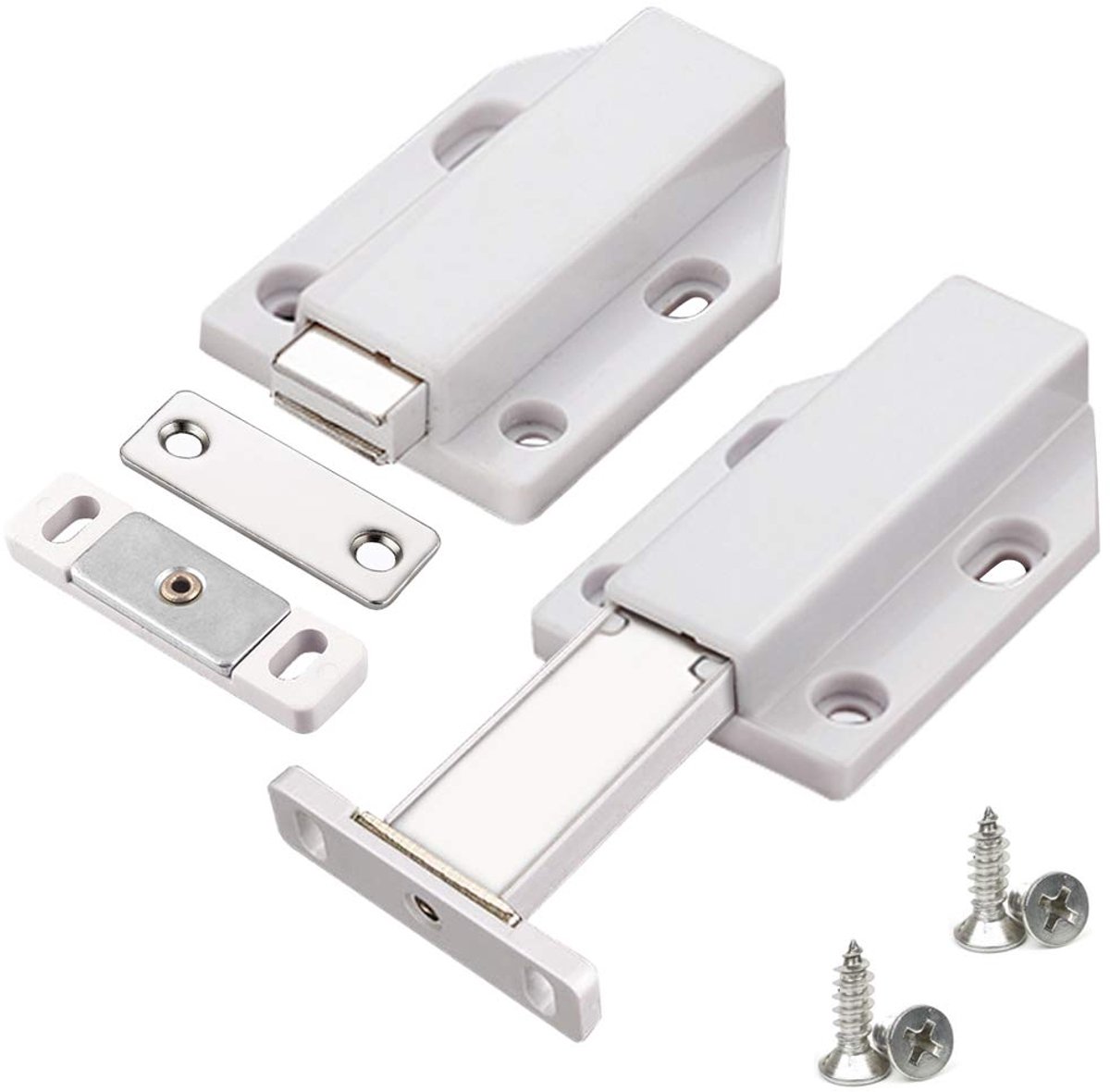 Jiayi 2 Pack Heavy Duty Latch Magnetische Touch Latches voor Grote Deur Keuken Lade Push Catch Press Out Latch