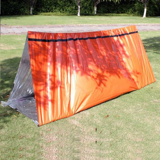 Noodtent Slaapzak - Noodopvang Tent - Buiten Overleven - Scheurbestendig Materiaal - 2.4 x 1.5m - Oranje — afbeelding 2