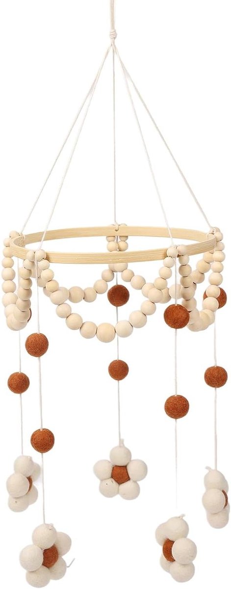 Babymobiel Hanger - Babykamer Decoratie - Baby Laten Slapen - Handgemaakt Ontwerp - 19.5 x 60 cm - Donkerbruin