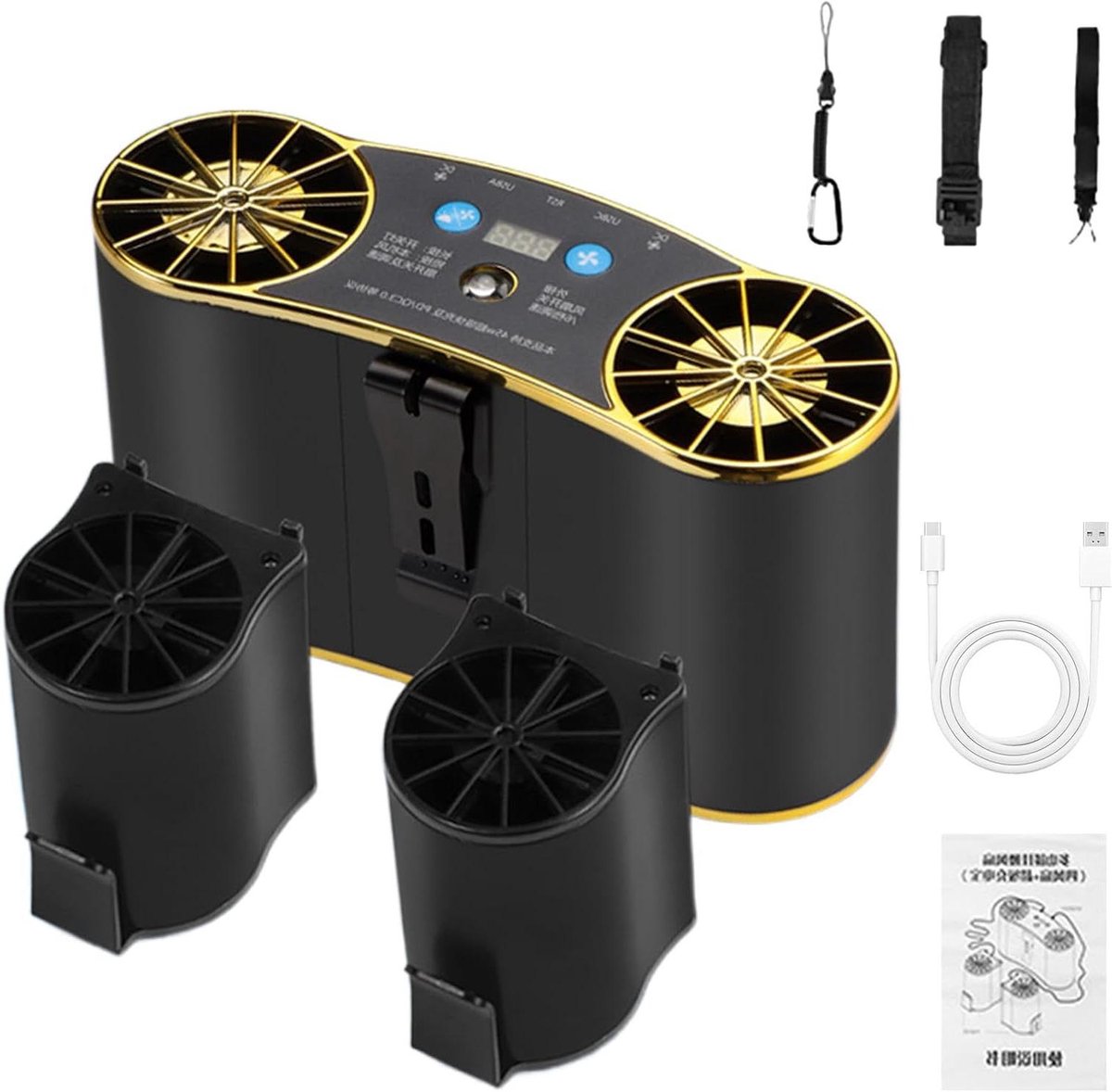 Oplaadbare Ventilator - Draagbare Air Cooler - Verkoeling Buiten - Grote Batterijcapaciteit - 20000mAh - Zwart
