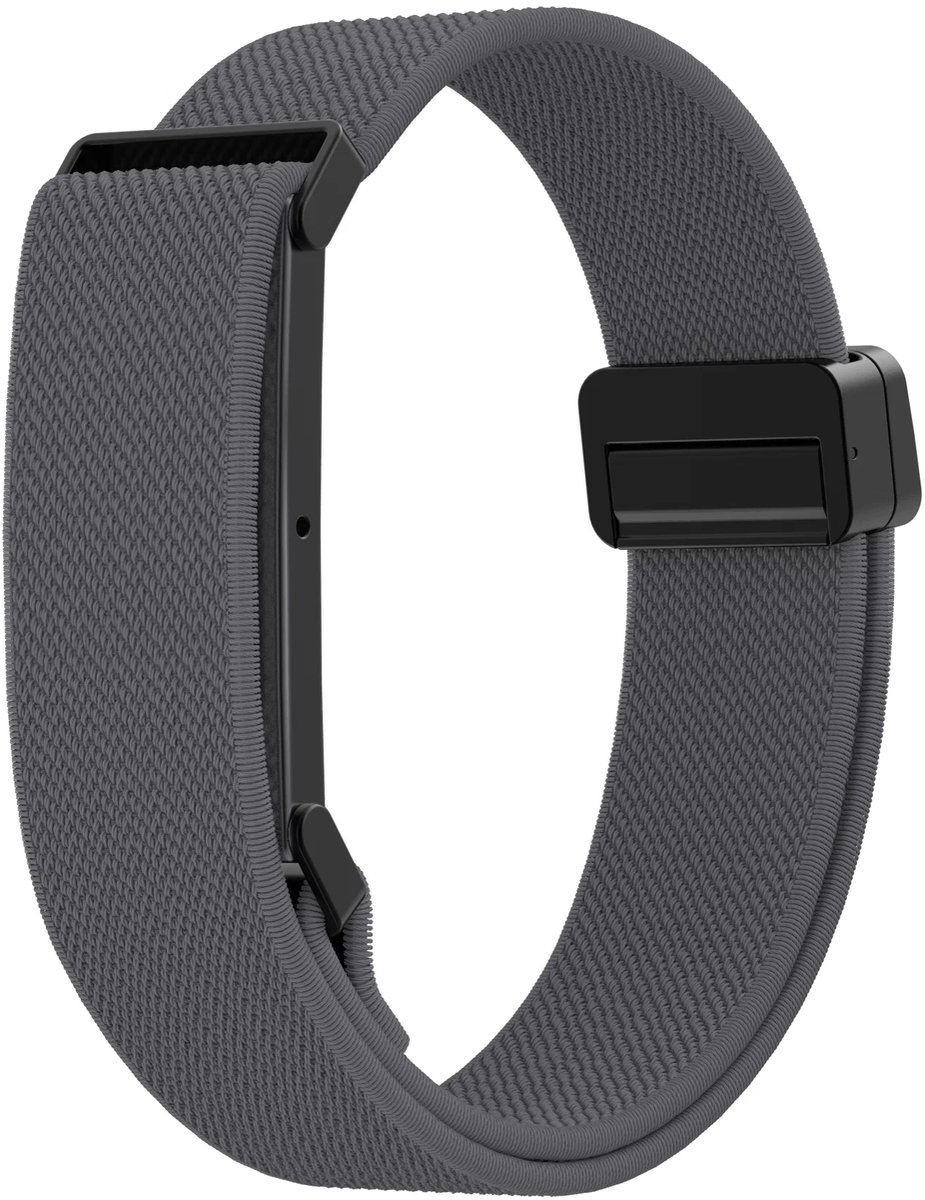 Bandz Nylon Bicep bandje met magnetische aansluiting geschikt voor Fitbit Air - Donkergrijs