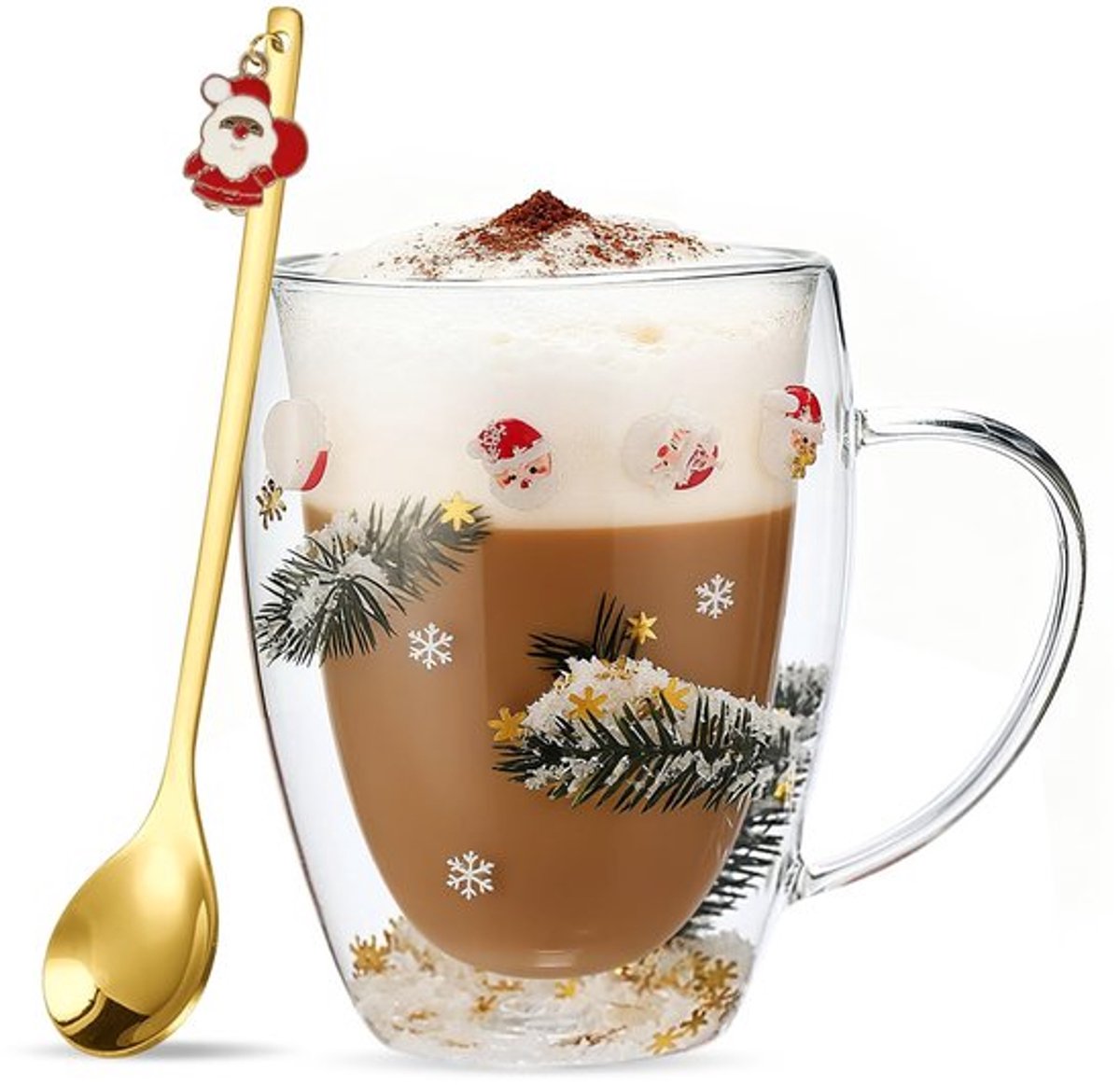 Kerstbeker Dubbelwandig - Gepersonaliseerde Kerstbeker - Kerstglasbeker - Koffiebeker - Grappige Kerstcadeaus - Geschikt voor warme/koude dranken - Kerstmok