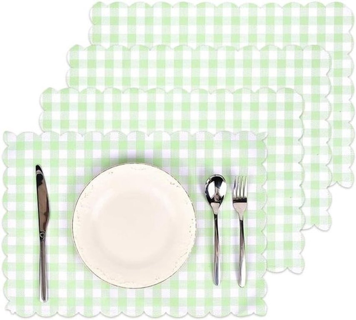 Tafelmat - Tafelkleden - Waterdicht - Groen - Keuken - Decoratie - 4 stuks PVC waterdichte tafelmatten warmte-isolatie tafelkleden voor keuken eettafels binnendecoratie