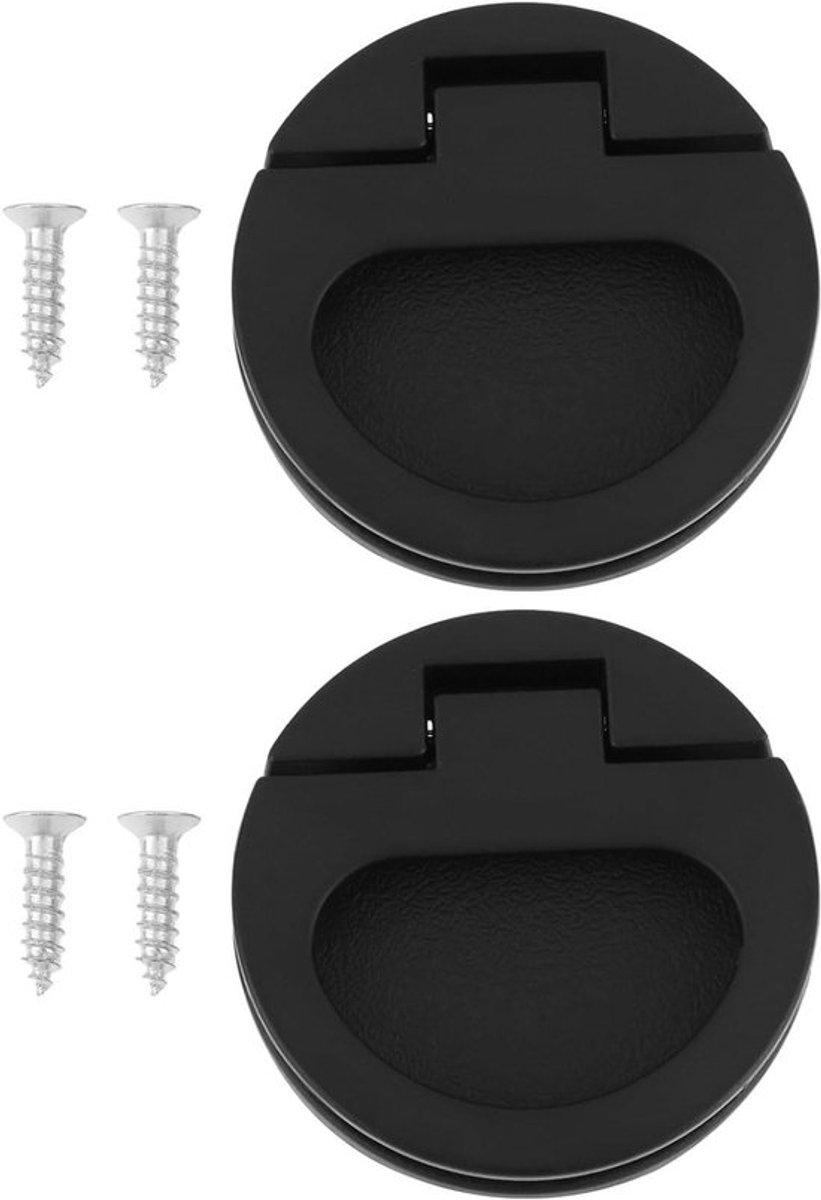 [Handvat met schroef] - [2 stuks] - [Vlakke Trekring] - [Vliegtuig lade deur] - [kast] - [Zwart] 2 stuks Trekring Handvat met Schroef 43.5x7mm voor Vliegtuig lade deur kast Zwart.