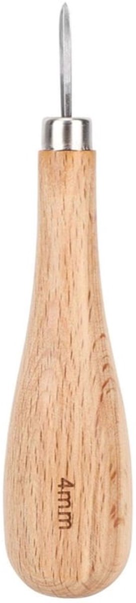Lederen Priem Hoogwaardig - Houten Handvat - Kras Priem - Diamant Punt - Duurzaam - Roestbestendig - Comfortabele Grip - Kraspriem