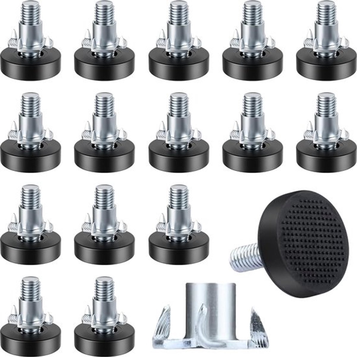 Verstellingsschroef 16 Stuks - Verstelbare Meubelpoten - Metalen Rubberen Voetjes - Regelschroef - Nivelleringsvoeten - Voor Tafel- en Kastpoten - Nivelleringsvoet