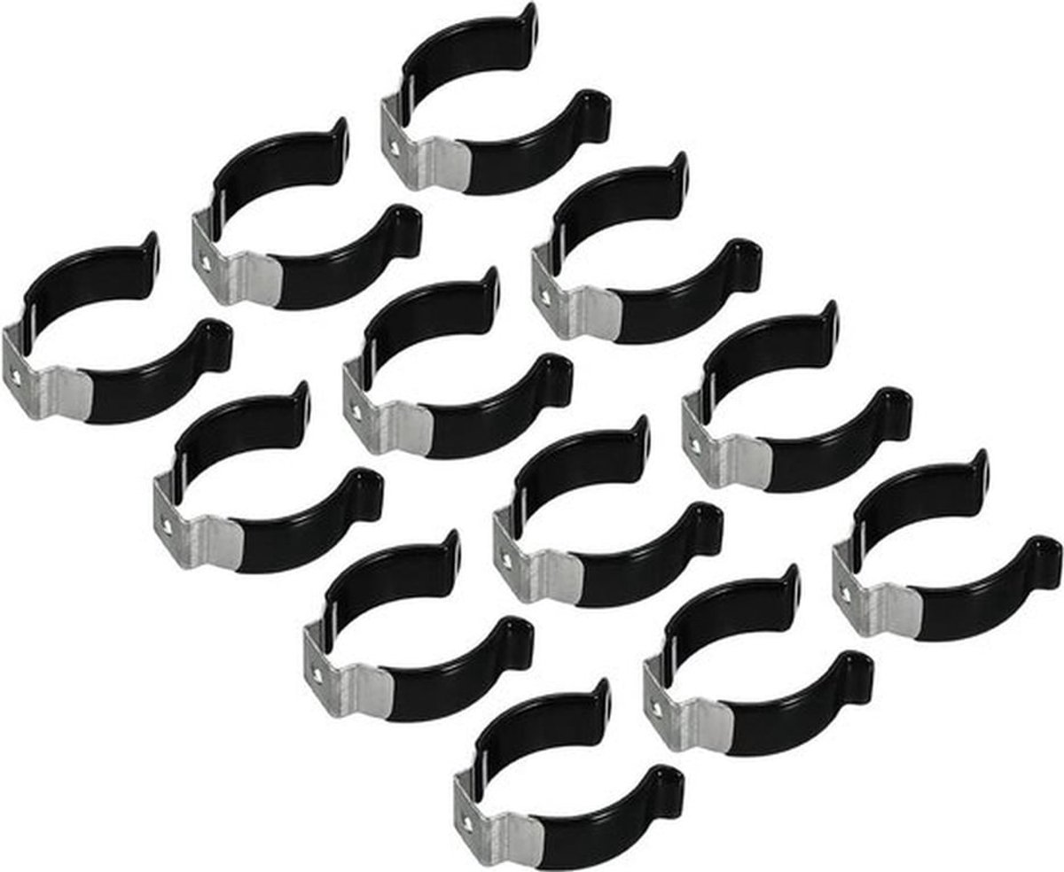 - Houder voor LED Gloeilamp - Montagebeugel - Roestvrij Staal - Fluorescerende Buis - Support Clips - Zwarte Kleur - Veer Houder - Pack van 12 - Geschikt voor T10 U Clips.