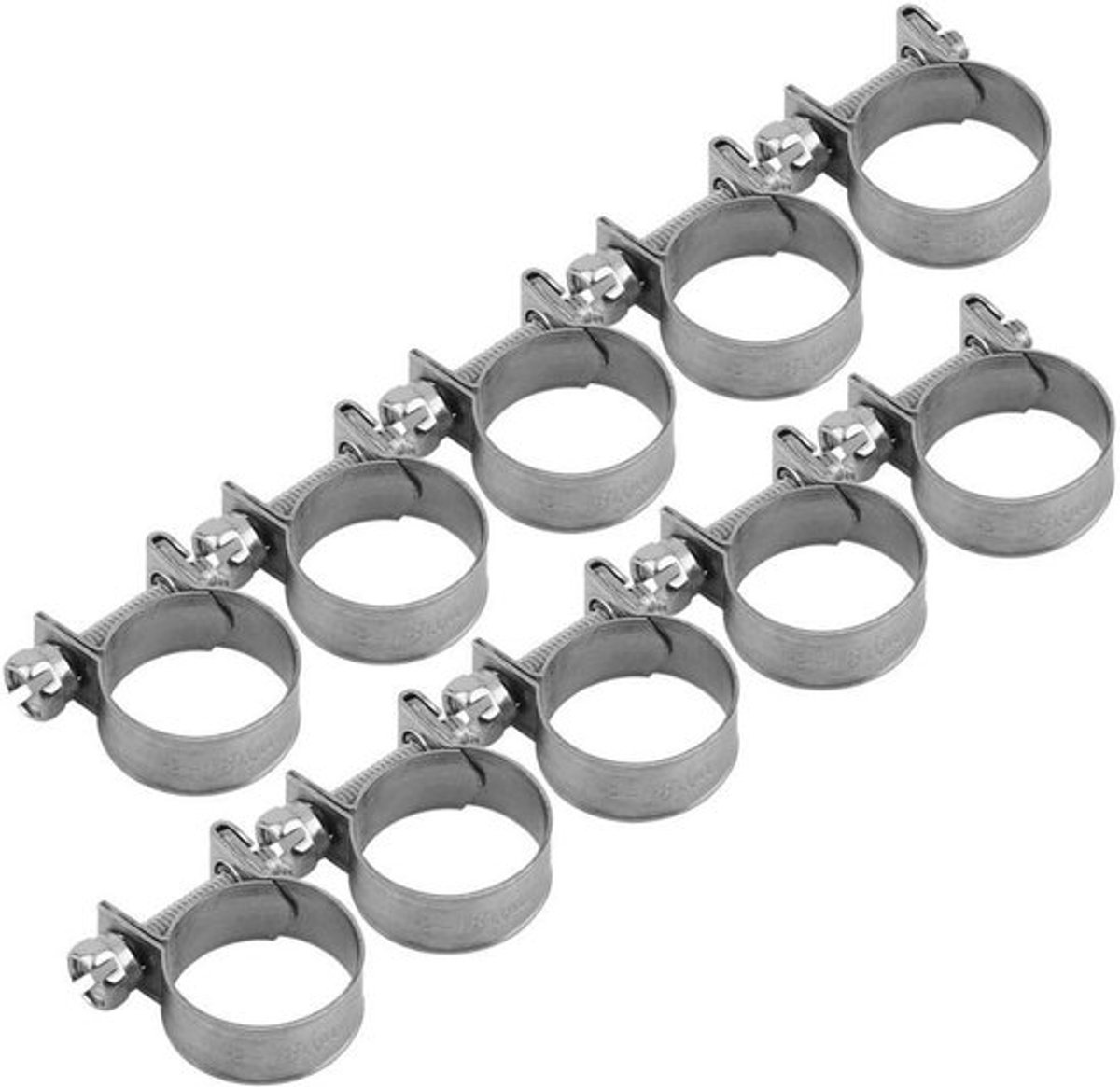 Slangklemmen - Roestvrijstaal - Brandstofslang - Pijpklemmen - 10 Stuks - Geschikt voor 16-18mm.