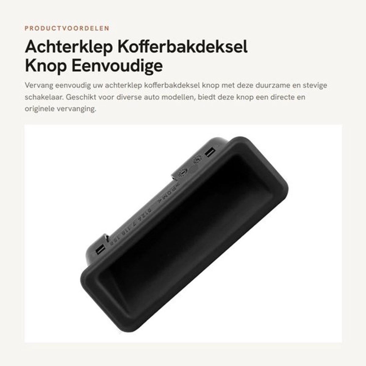 Achterklep Kofferbakdeksel Knop - Eenvoudige Installatie - Robuust Kunststof - Vervangingsschakelaar - Voor Diverse Modellen - Zwart