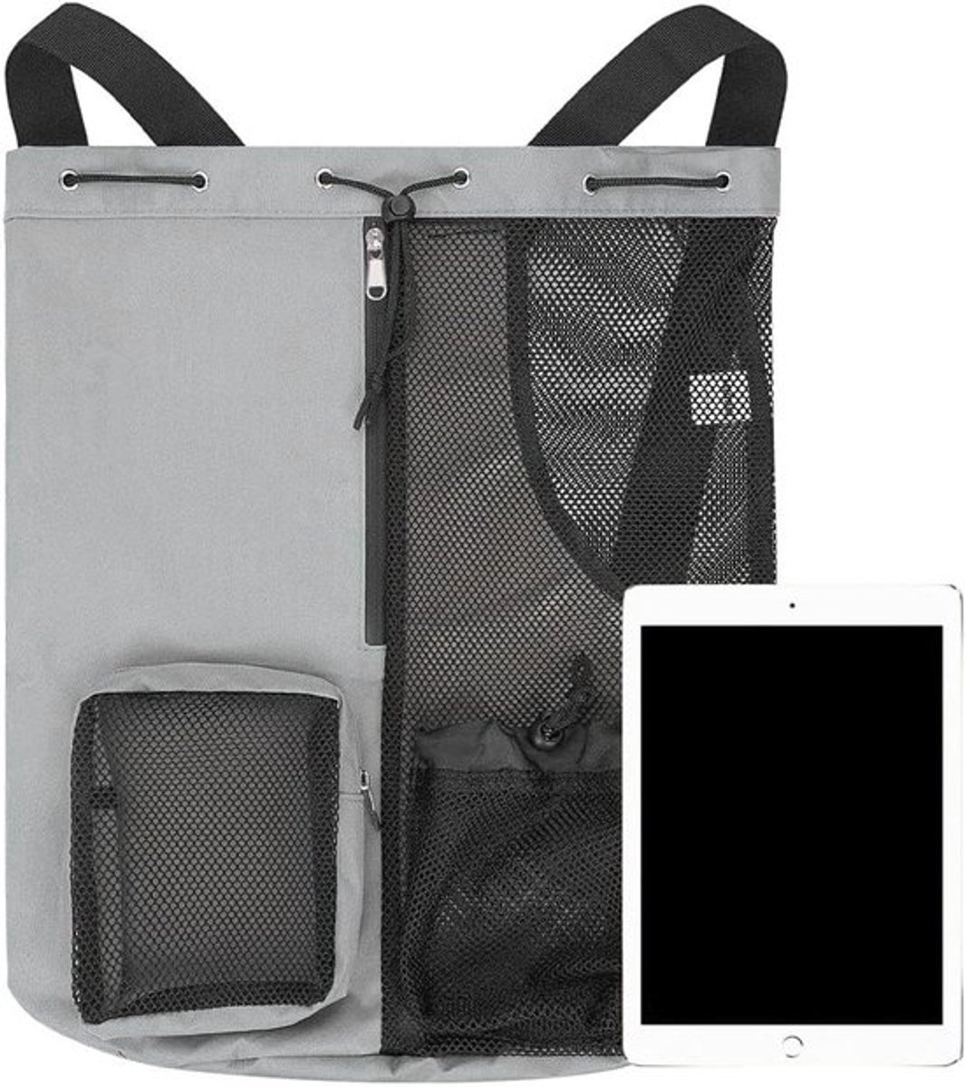 Waterdichte Zwemtas - Sport - Trekkoord - Mesh - Nat en Droog Compartiment - Zwemuitrusting Tas - Strand - Sportschool - Grijs
