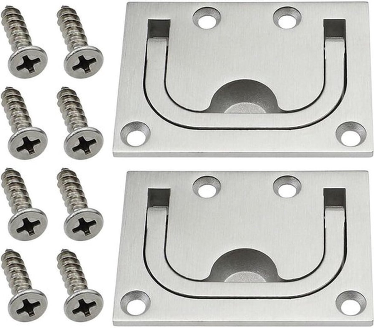 Boot Ring - RVS - Vlak-Inbouw - Lift Handvat - Bevestigingsschroeven - Kabinet Locker Marine Yacht - 304 RVS - Geschikt voor Boot - Marine - 2 stuks Vlak-Inbouw Lift Handvat met Bevestigingsschroeven voor Kabinet Locker Marine Yacht Boot