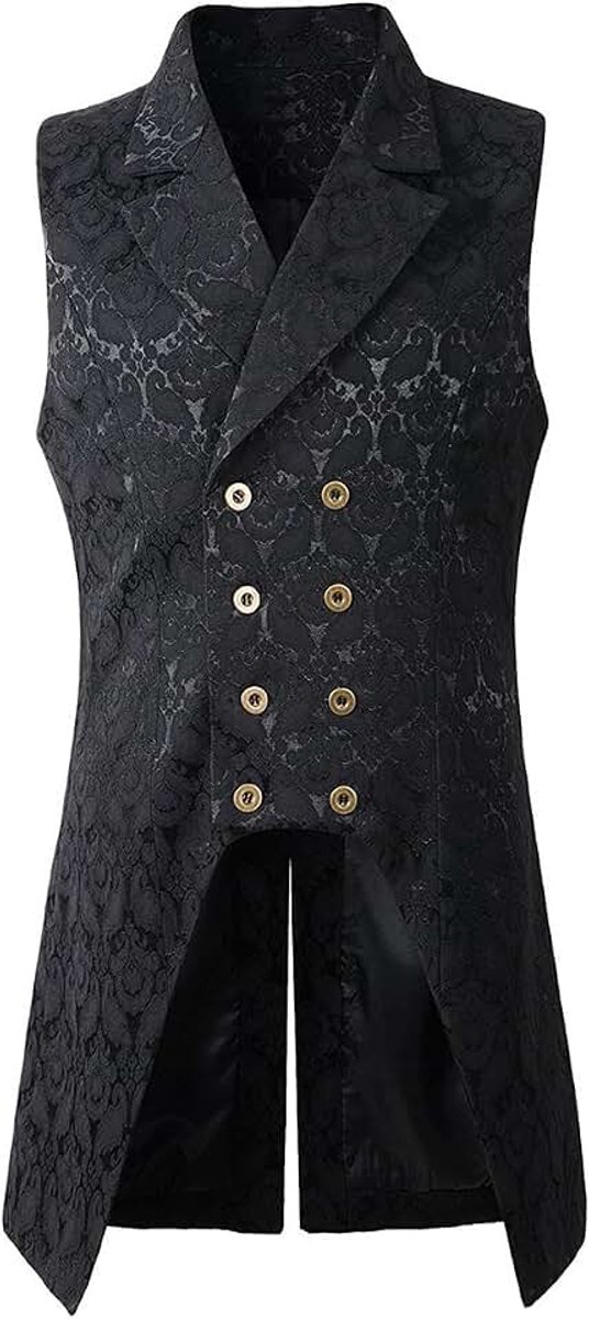 Gothic Steampunk Double Breasted Brokaat Vest Tailcoat VTG