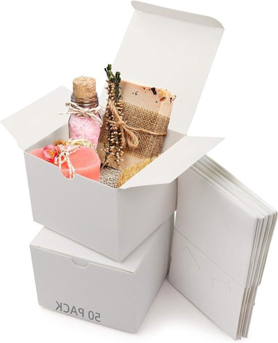 - Witte Hobby Kado Dozen (50pak) - Geschenk - Doos Maat 12 x 12 x 9cm - Makkelijk in Elkaar te Zetten - Presentaties Geschenk - Feestjes, Verjaardagen, Huwelijken, Vakanties