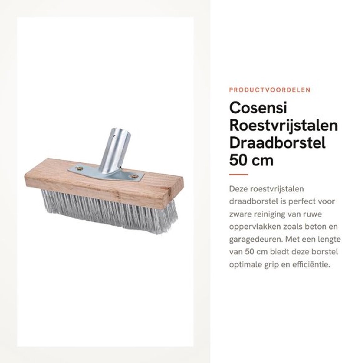 Draadborstel 50 Cm - Roestvrijstalen Reinigingsborstel - Vloerborstel - Geschikt voor Garages/Beton - Duurzaam Materiaal - Zware Ontsmettingskracht