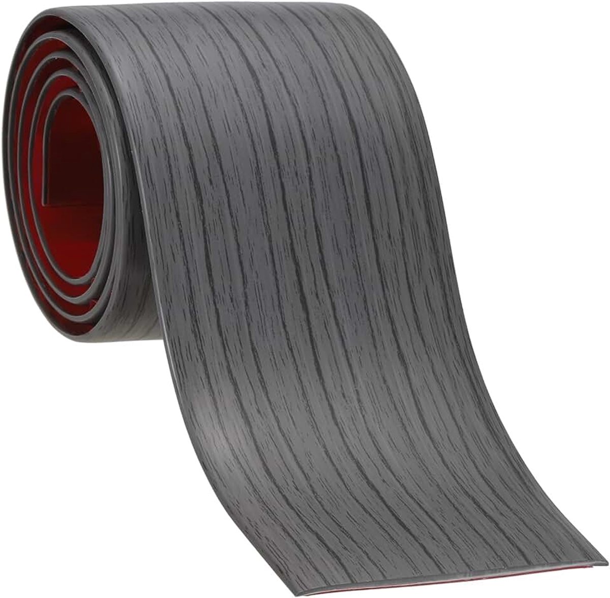 76 mm x 1 m overgangsprofiel, zelfklevende vloerlijsten, donkergrijs, houtnerf, zachte plint zelfklevende overgangslijst, vloeren, randbescherming, afdekstrips voor vloeren, laminaat
