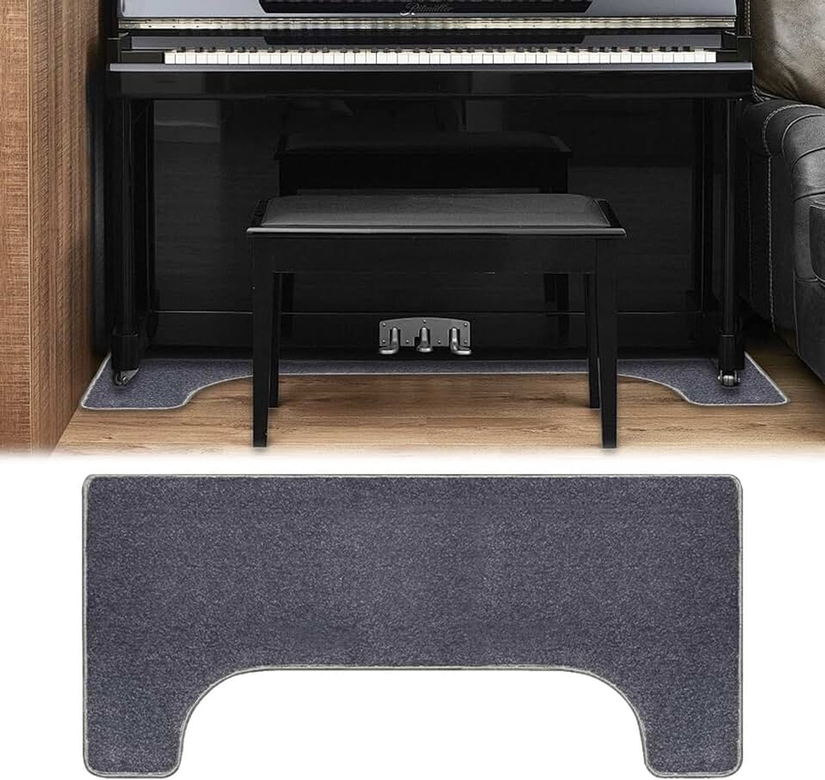 Akoestisch isolatietapijt, 160 x 70 cm, antislipmat, pianovloermat, anti-trillingsmat voor geluidsisolatie, grijs