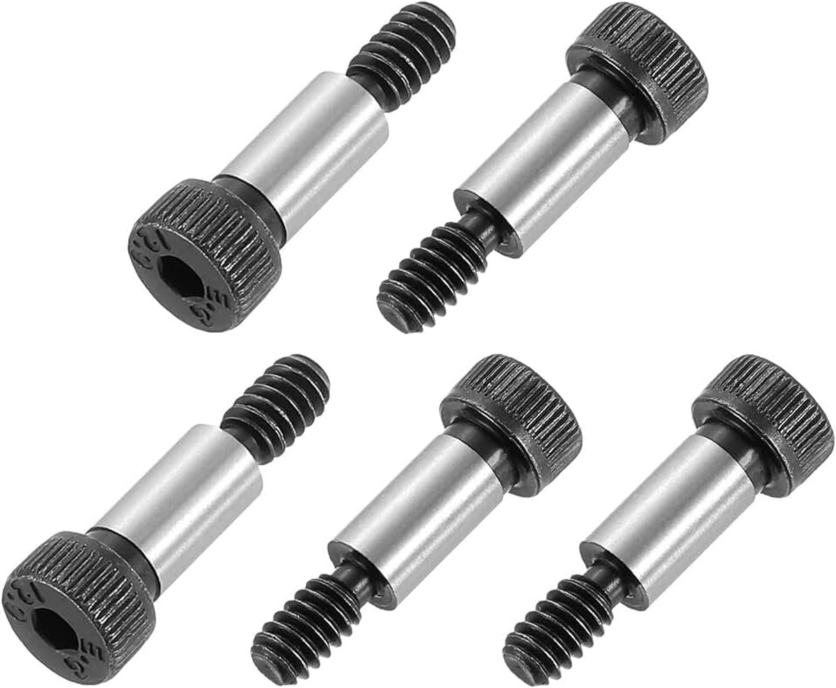 Legeringsstaal zeskantkop schouderschroeven, 1/2 inch schouderlengte, 1/4 inch schouderdiameter, #10-24 schroefdraad, 5 stuks