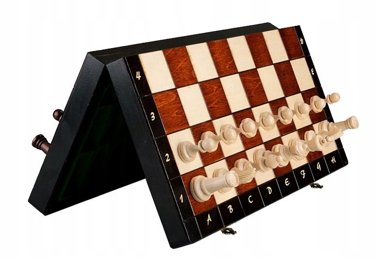 Luxe Houten Magnetische Schaken Groot 36x35cm Reisspel Cadeau