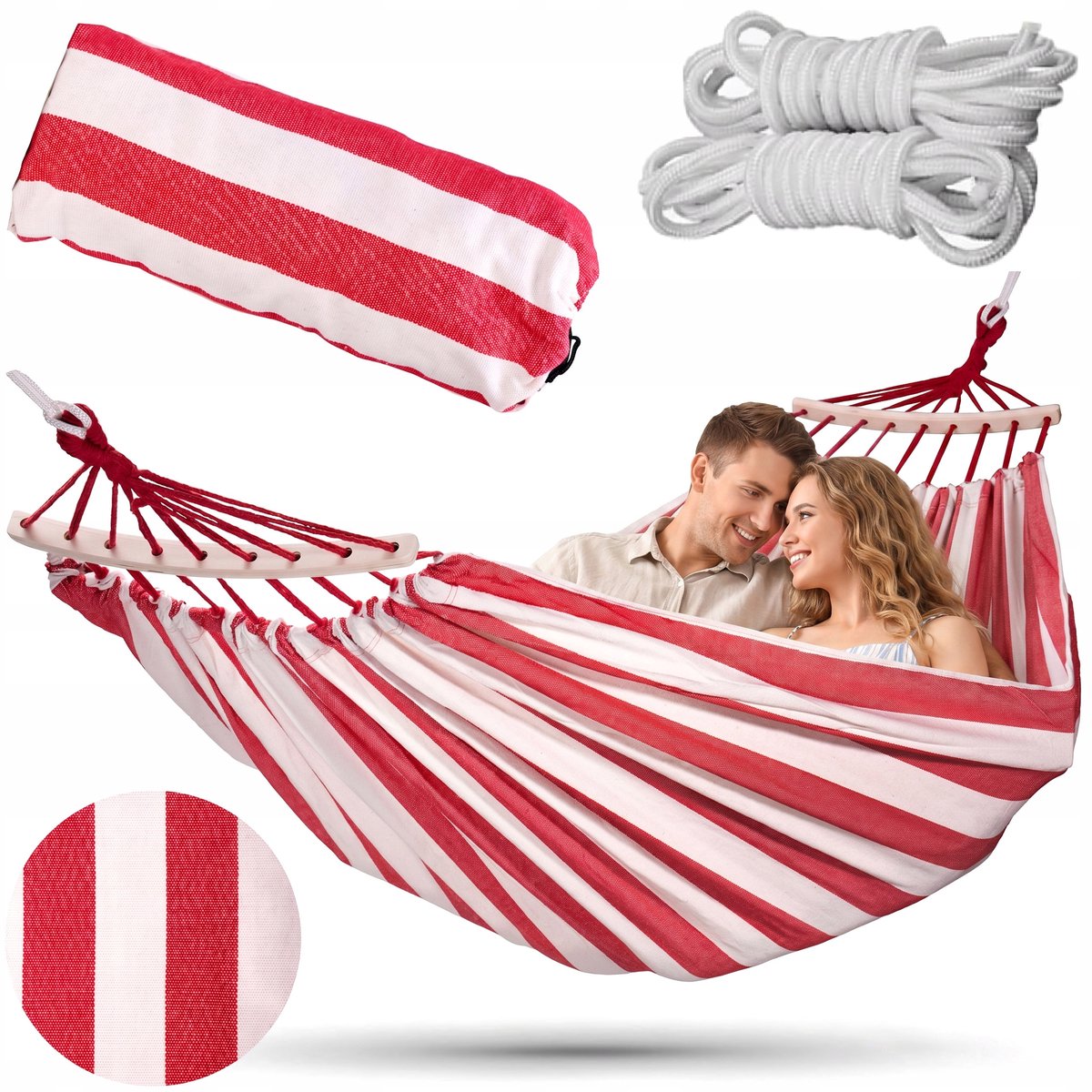 XXL Dubbele Hangmat 260x150cm - Sterk Katoen & Polyester met Draagtas