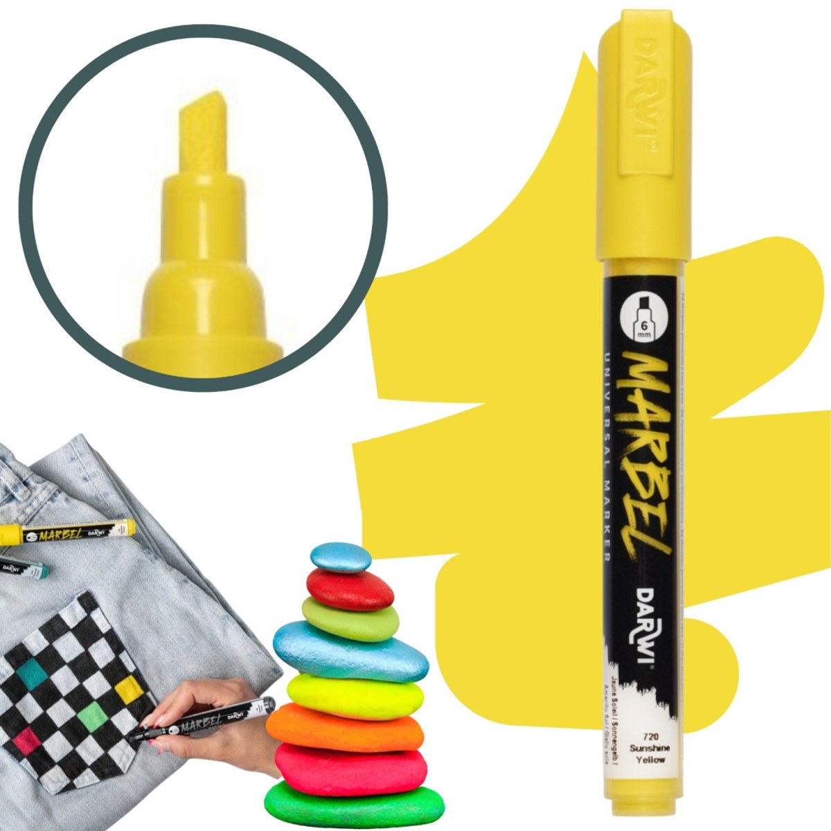 Acrylmarker MARBEL 6mm - Zonnig Geel voor Diverse Oppervlakken