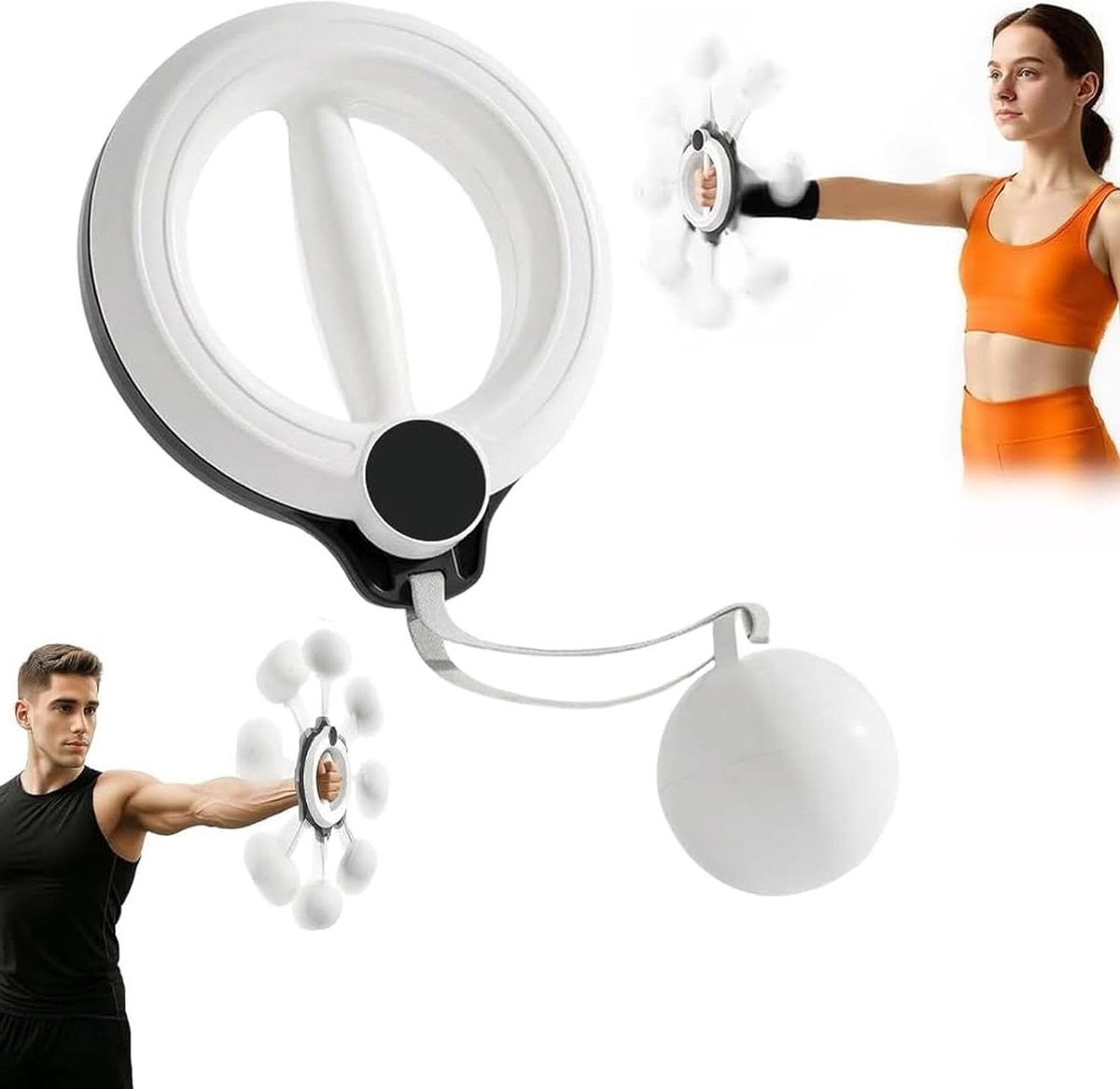 Onderarm Trainer - Arm Oefening Apparaat - Bovenlichaam Toning - 360° Handslinger Ontwerp - 05 kg Weerstand - Wit