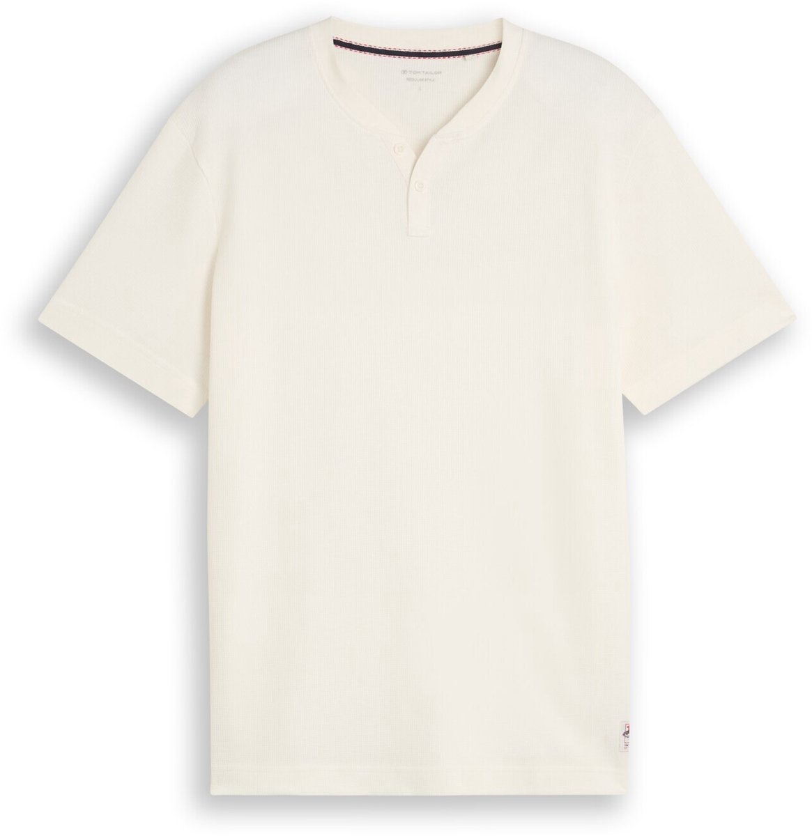 Tom Tailor - Henley-T-shirt met wafelstructuur - Maat S - Gardenia White