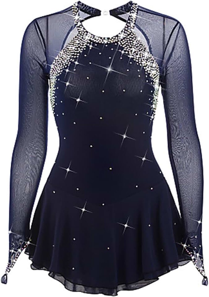 Zwart Schaatsen Rok Dame Schaatsen Kostuum Meisjes Eenvoudige Royale Kunstschaatsen Jurk Vrouwen