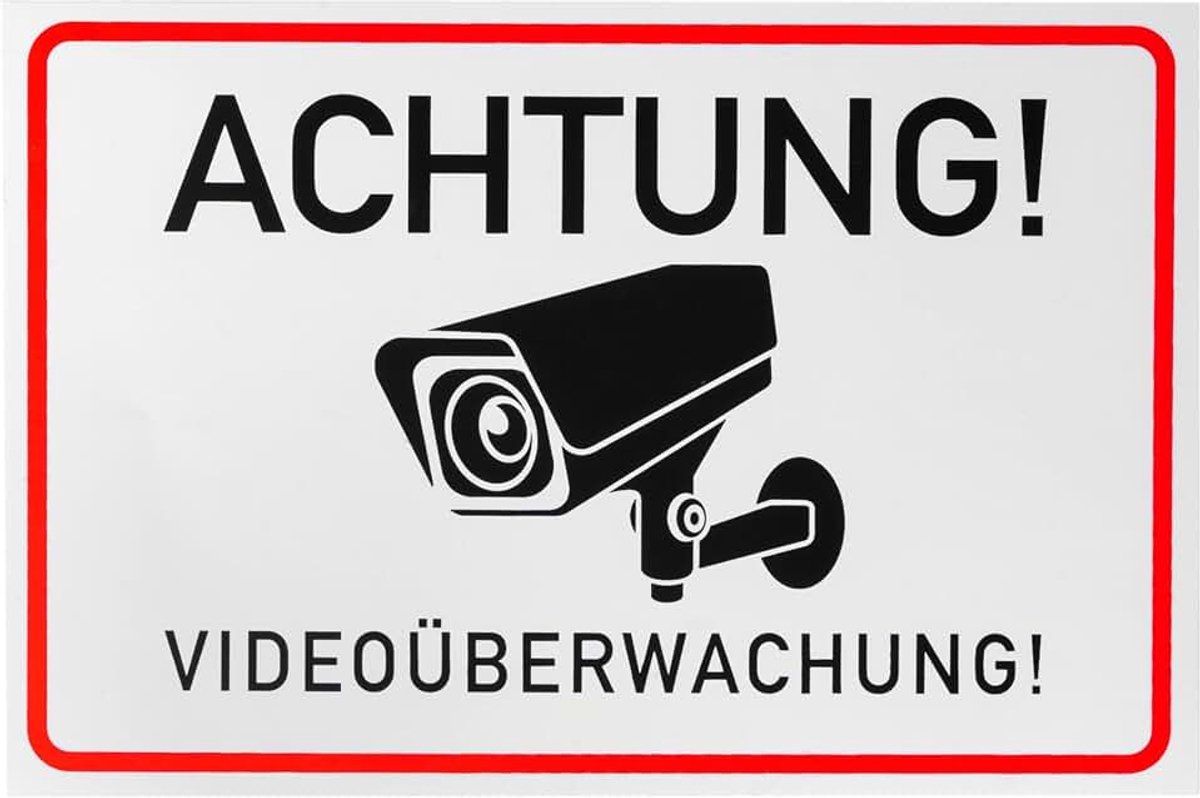 "Attentie! Videobewaking!", 3 stuks, 15 x 10 cm, zelfklevende folie, waarschuwing stickers voor binnen en buiten, videobewaking plaksticker, camera instructiebord om te plakken