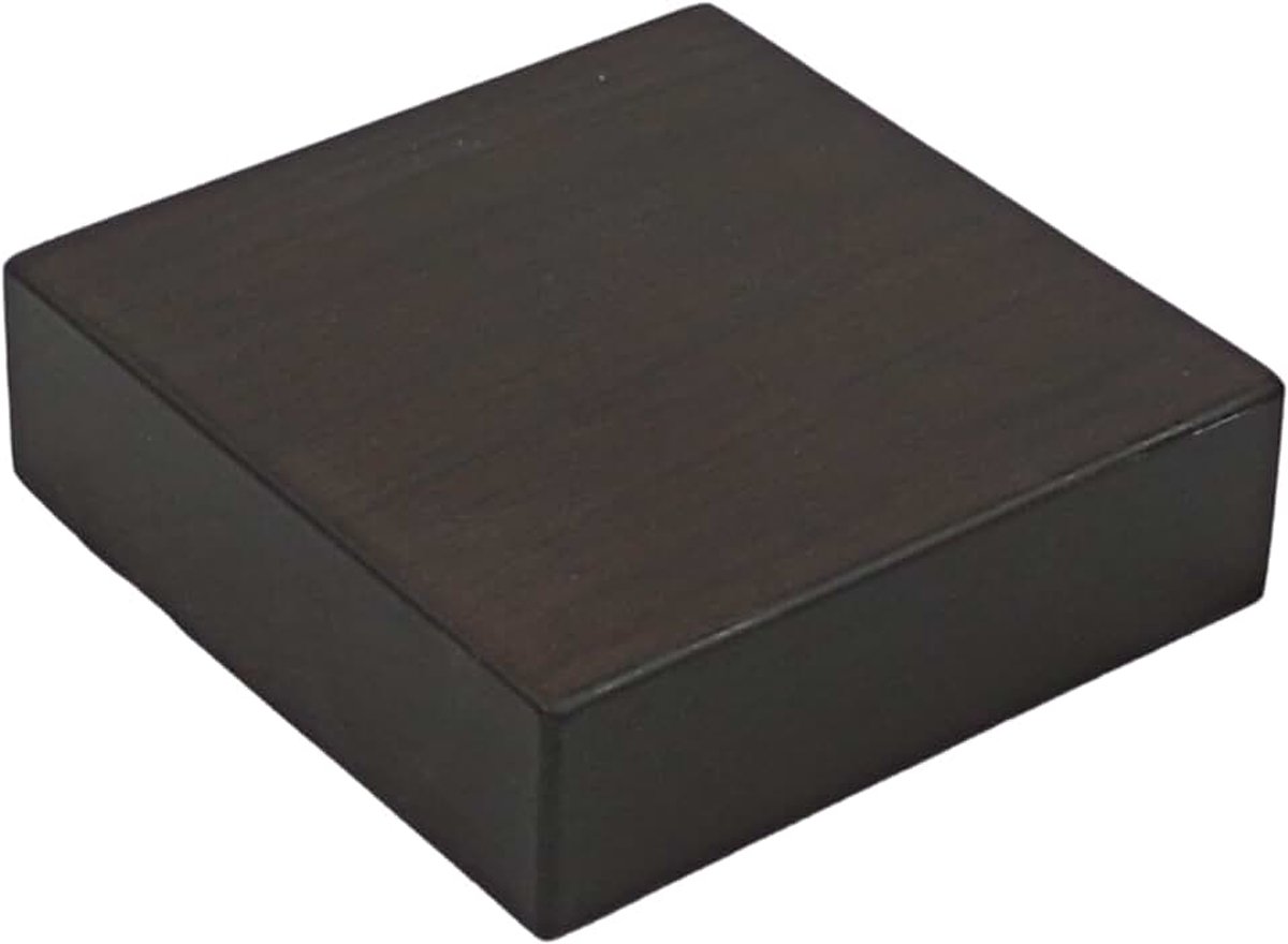 Houten sokkel, massief hout, donkere walnootafwerking, mat, verschillende maten (10 x 10 x 3 cm)