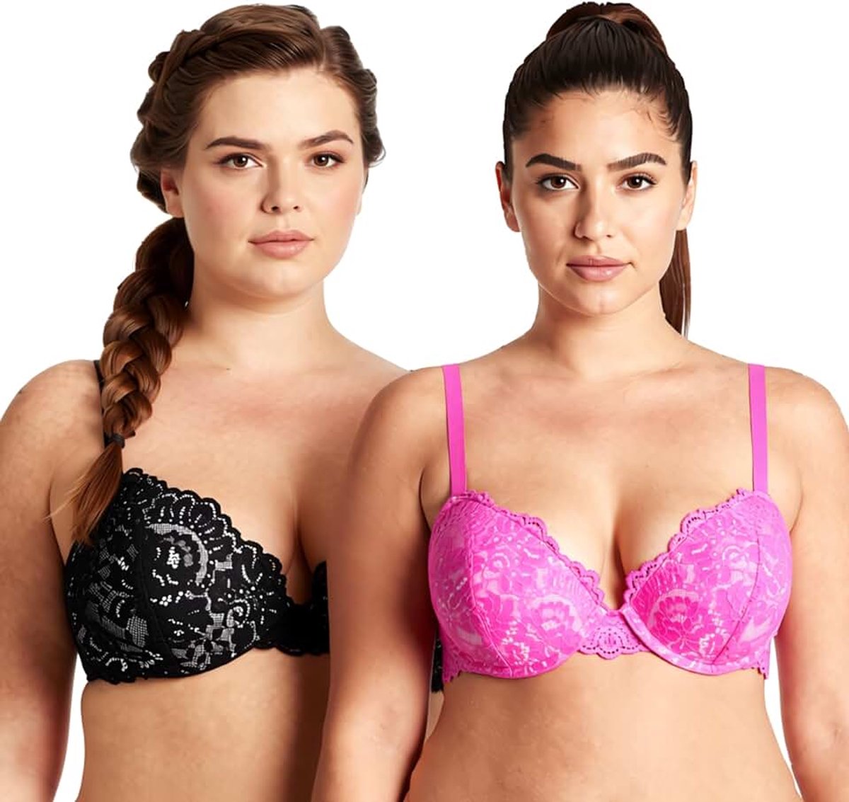 Muse Grote maat push-up beugel voor dames Voeg 1 en een halve Kop kanten bh toe
