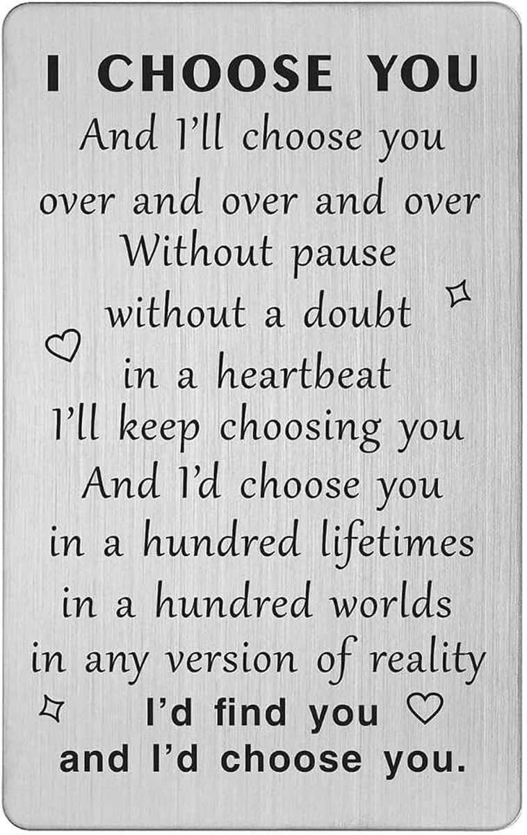 I Choose You Wallet Card Gift, bruidegom geschenken van bruid op trouwdag, I Love You Kaarten, geschenken voor hem man, verloving, Valentijnsdag