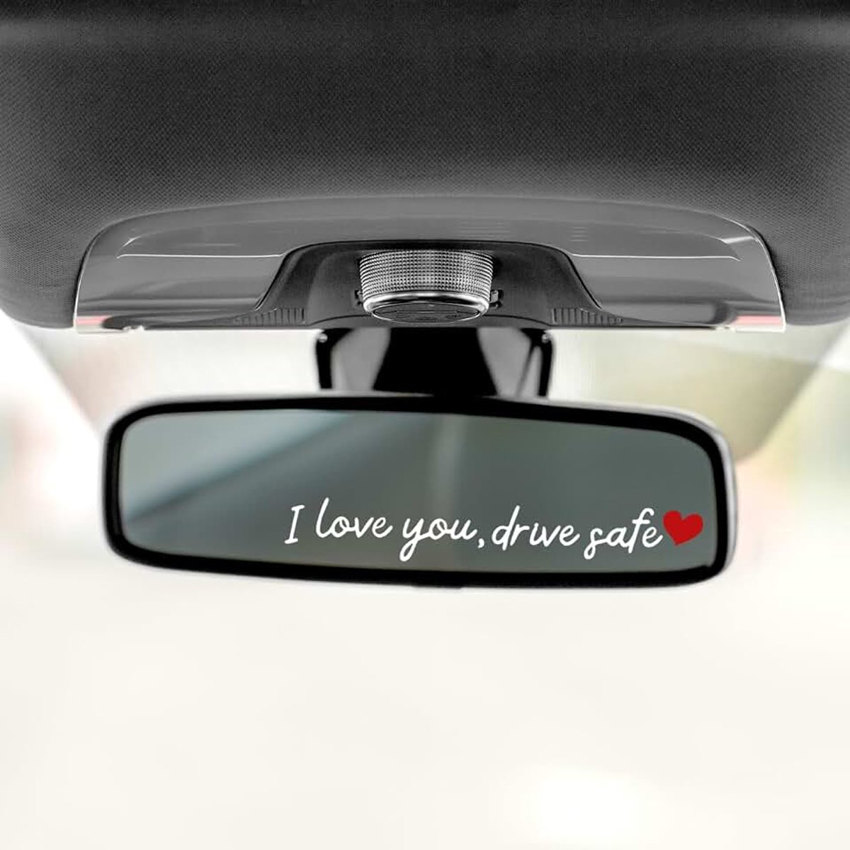 4 STG Ik Hou Van Jou Rij Voorzichtig Spiegelstickers met Hartpatroon, Waterdichte Auto Decals met Schraper, Elegante Binnenspiegelaccessoires voor Mannen en Vrouwen (Wit)