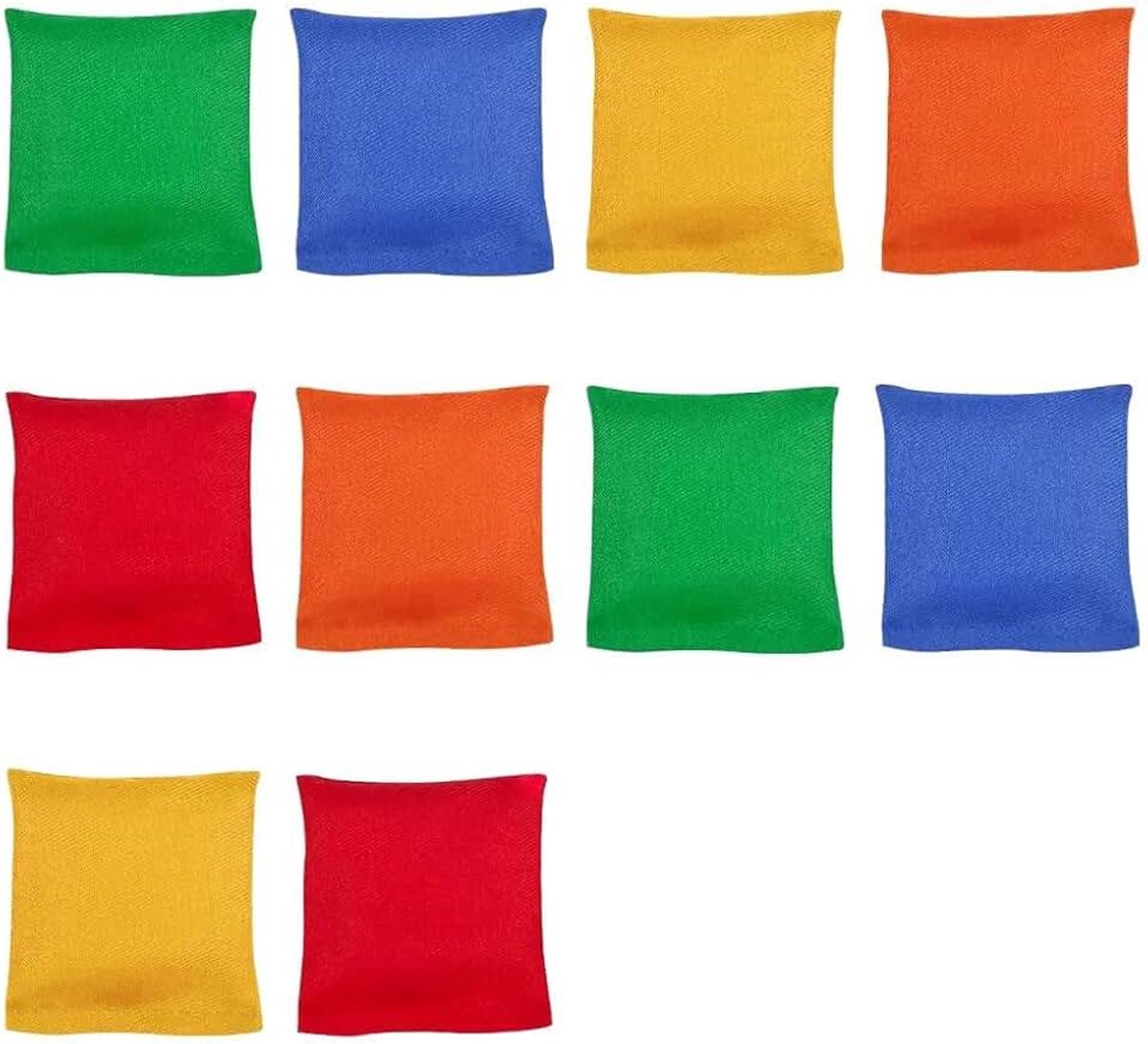 Zakjes, 10 stuks 8 x 8 cm zitzakken gooien kleurrijke zandzakken werpzakken voor cornhole spel outdoor, cornhole tas bonenzak bean bag werpspel voor volwassenen en jongeren vanaf 14 jaar