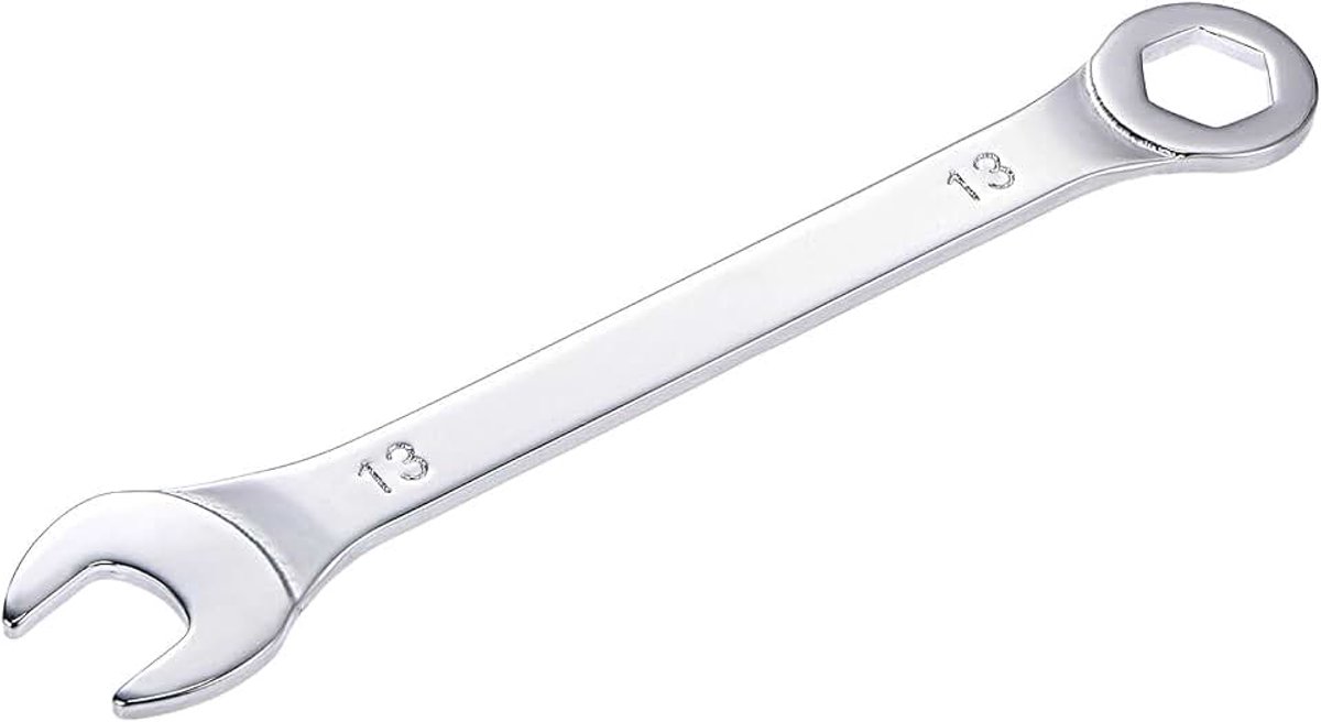 Sourcing map Dunne ring steeksleutel met offset 6-punts uiteinde en schuine open 13 mm