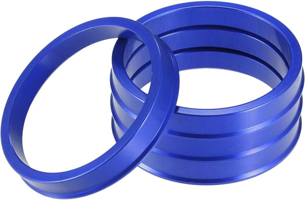 Centreerringen voor autovelgen OD 66,6 mm tot ID 57,1 mm centreerringen voor aluminium velgen blauw (4 stuks)