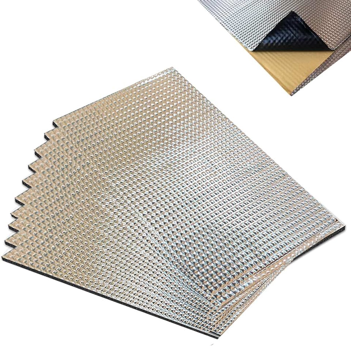 10 stuks aluminiumbutyl zelfklevende anti-droommat, auto-isolatie, zelfklevende aluminiumbutyl auto-isolatie, isolatiemat, geluidsisolatiemat, zelfklevend, 40 cm x 25 cm
