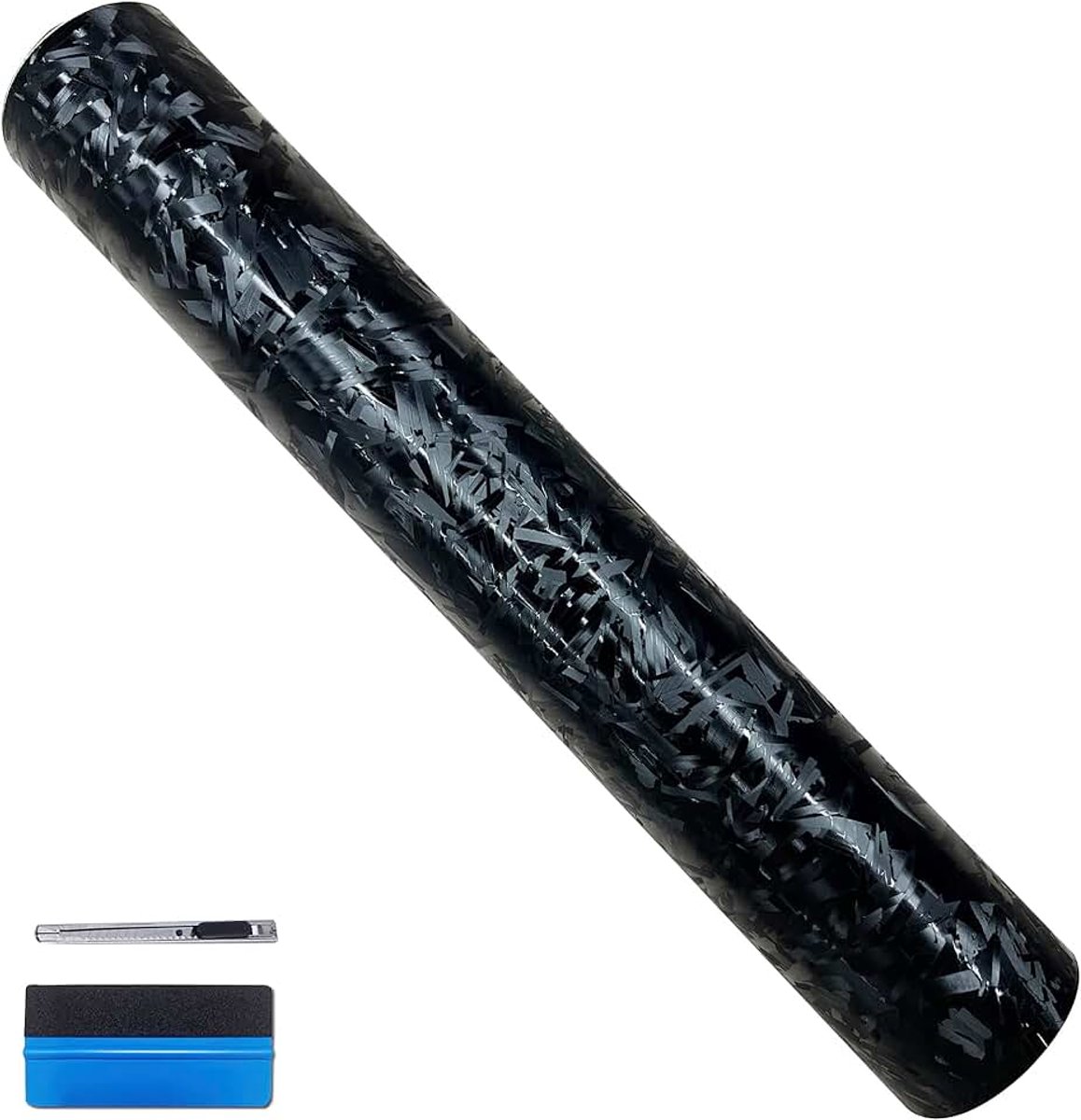 Vinylfolie, zelfklevend, imitatie-koolstofvezel, bubbelvrij aanbrengen, bestickeren, wrapfolie, doe-het-zelf wrappen van auto, motorfiets (Splinter-Zwart, 10 x 900 cm)