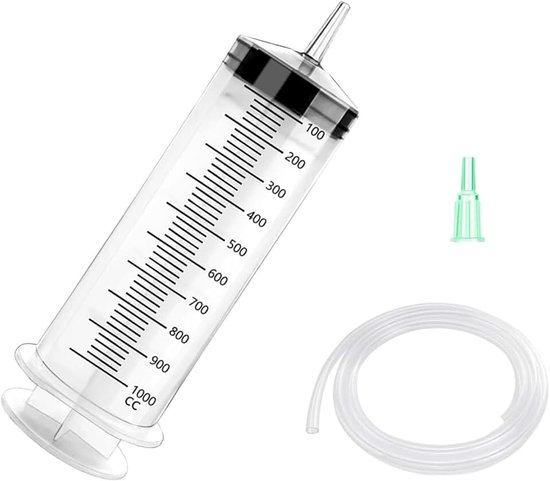 Spuit 1000 ml met slang, olie-afzuigpomp, handpomp voor transmissieolie, remvloeistof, koelmiddel, olieverversingsset voor auto, motorfiets, optrekspuit, transmissieolie, pomp