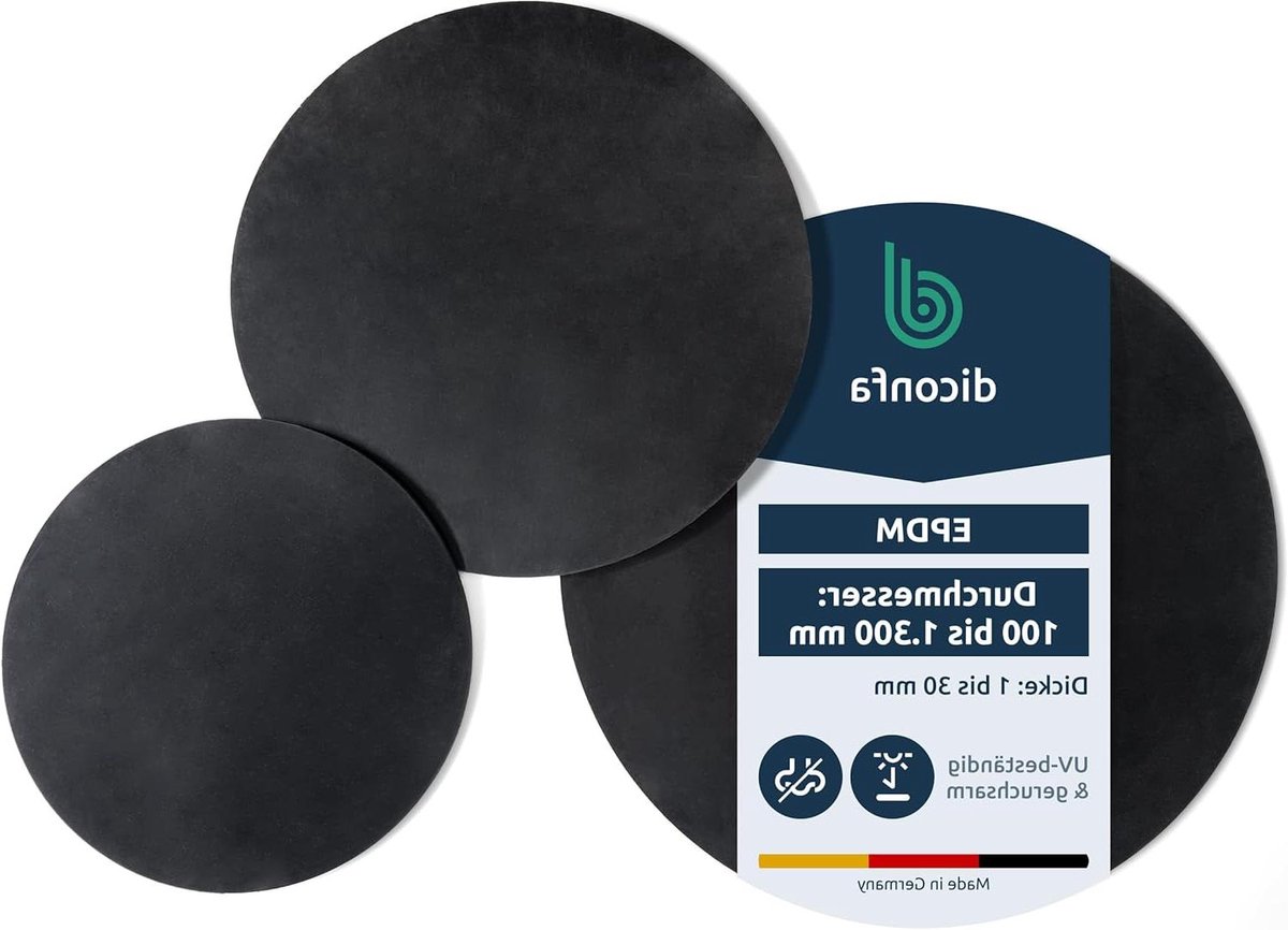 Rubberen Mat - Beschermmat Rond - Ondergrond Beschermen - UV En Weerbestendig - 105 mm Diameter - Zwart