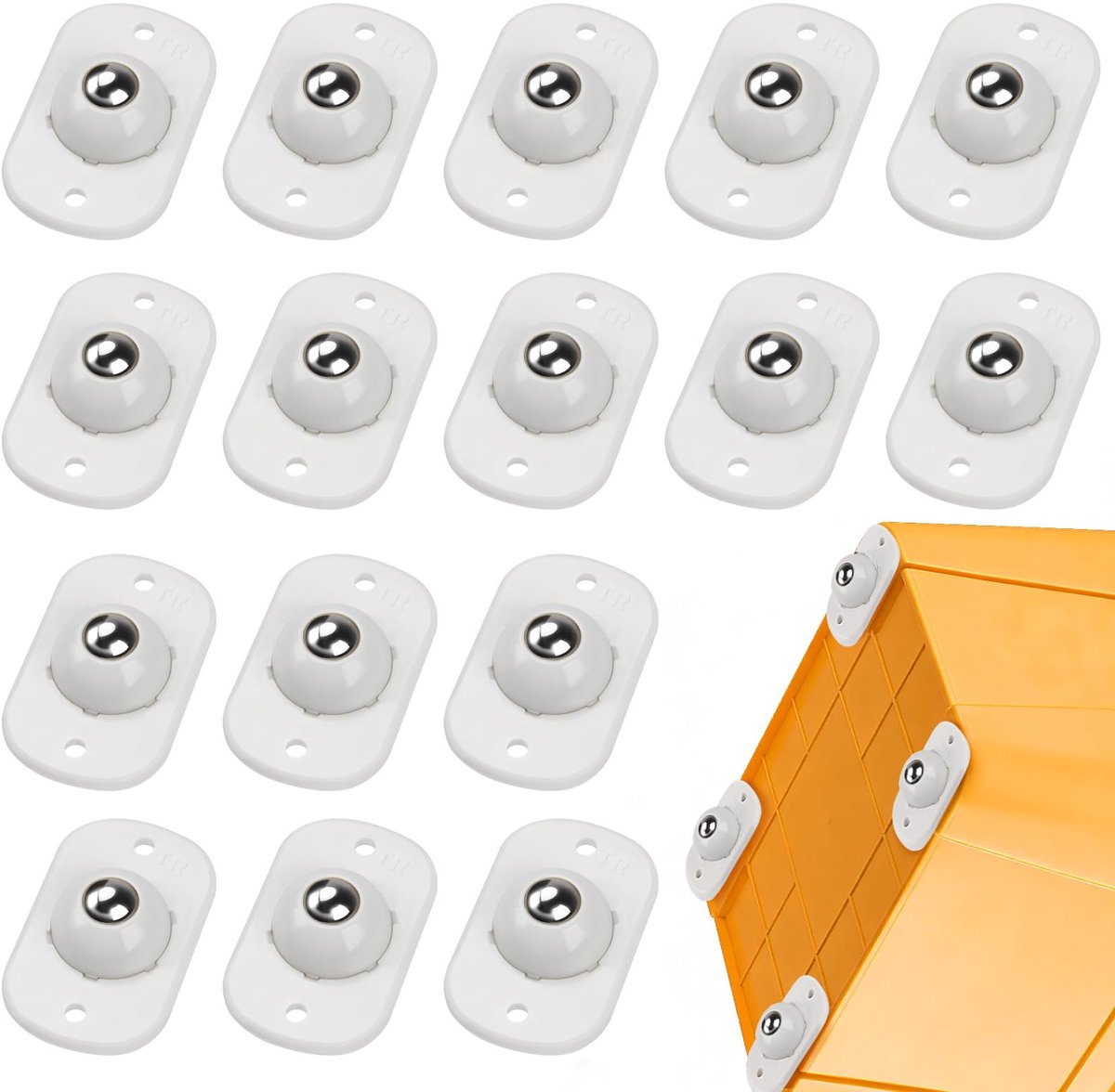 FIELDER Zelfklevend miniwiel, kogelwiel voor keukenapparatuur, 360° zwenkbaar universeel wiel, zelfklevend wiel voor doe-het-zelver, afvalbak, opbergdoos, kleine apparatuur (8, wit)