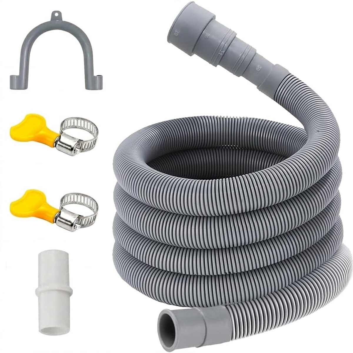 Afvoerslang voor Wasmachines, 0.5/1/1.5/2/2.5/3/4/5/6/7/8/9/10M, Geschikt voor 4 Aansluitmaten, Universele Afvoerslang/Afvoerbuis for Wasmachines & Vaatwassers