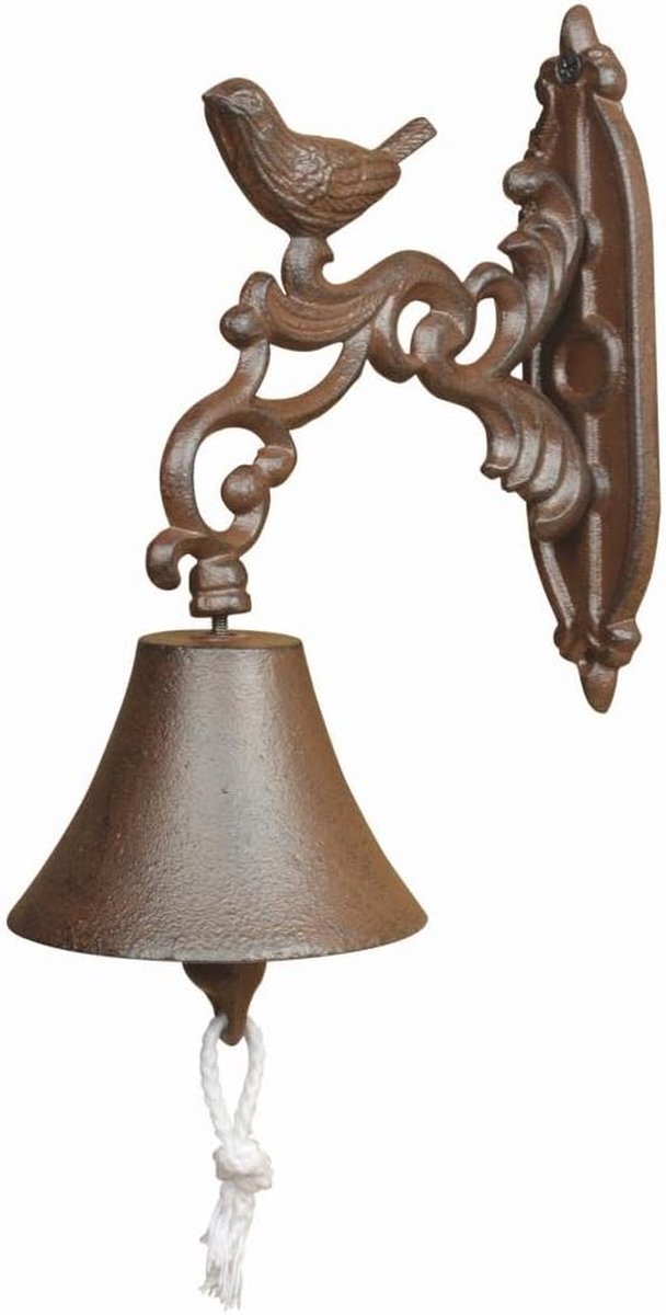 Deurbel - Gietijzeren bel - Welkom gasten - Vogeldesign - 193 cm - Antiek bruin