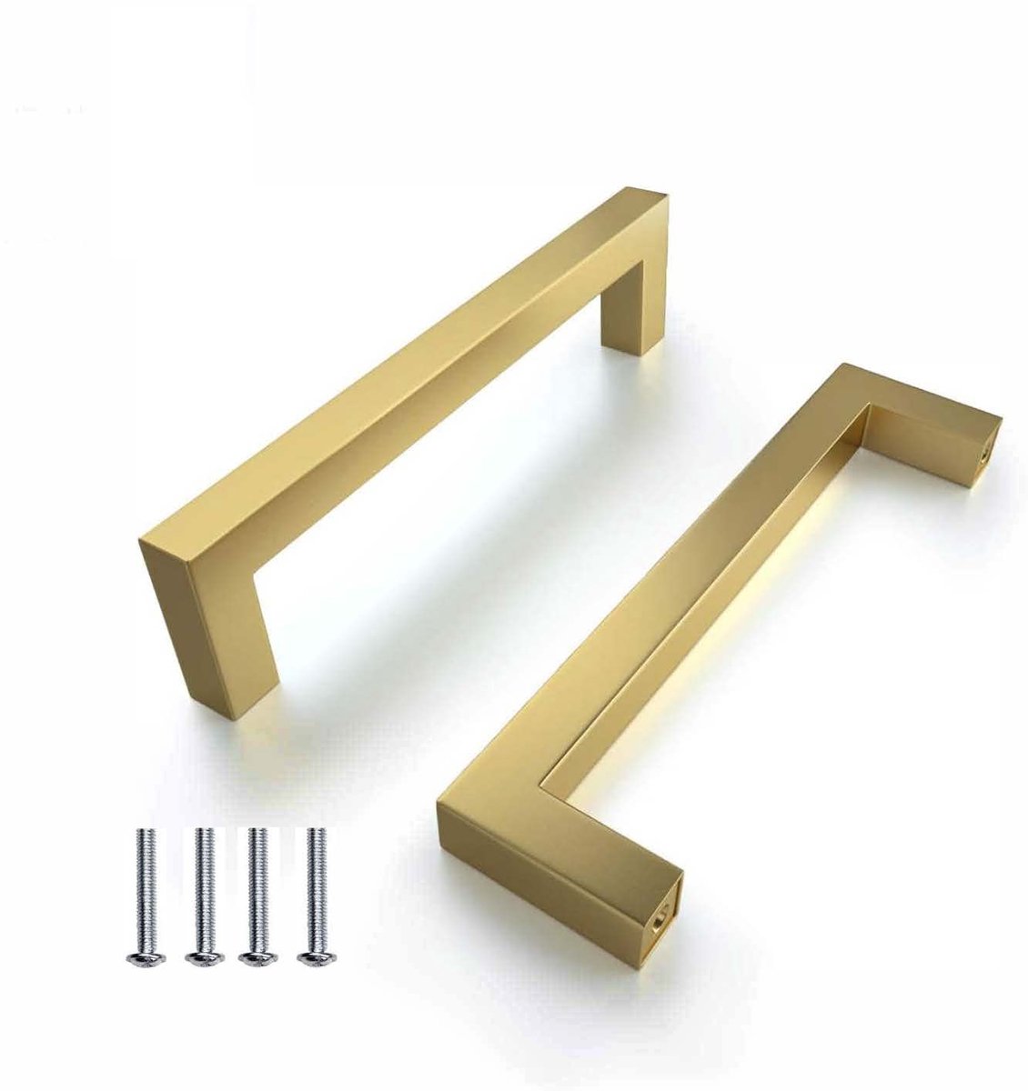 2 stuks 256mm meubelgrepen goud, RVS vierkante handgrepen, kastgrepen, met schroeven, voor keuken, laden, kast, meubels