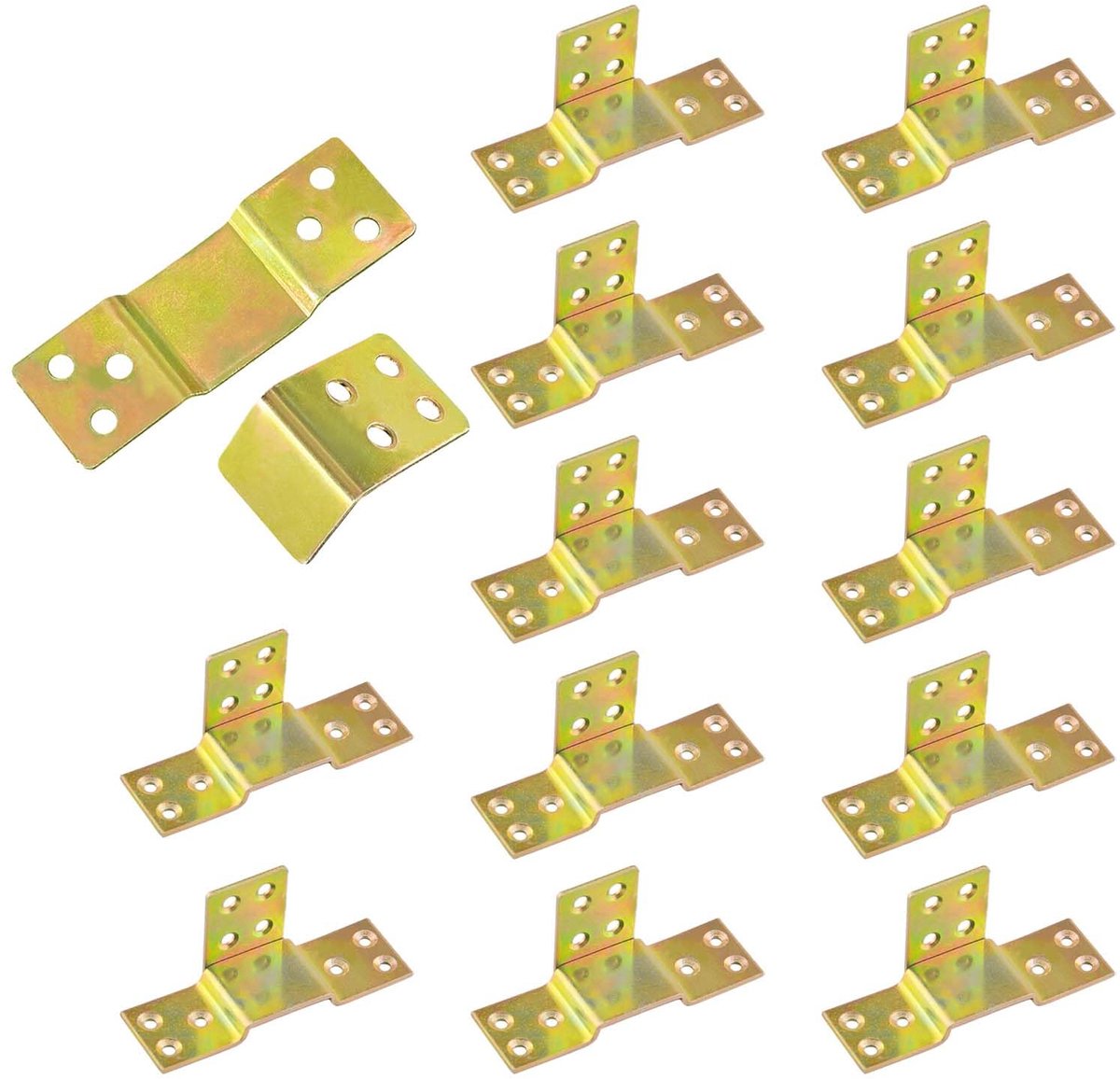 12 stuks bedboegframe bedraamset metaal set, 90 mm x 30 mm, hoekverbinding, middensteun bedboegframe, middensteun bedboegframe bedboeg, voor het ophangen van bedboegen, gatdiameter 5 mm