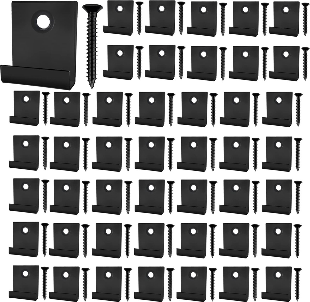 Bevestigingsclips begin/eindklemmen, verborgen starterbevestiging, boardclip met zelftappende schroef, roestvrij staal, doe-het-zelf hardware (zwart)