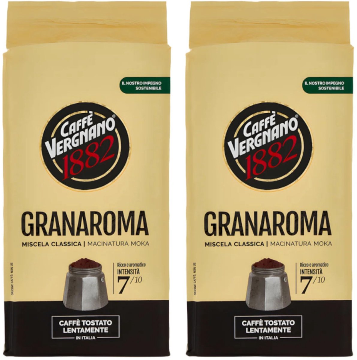 Caffe Vergnano 1882 Granaroma - Multipack - Gemalen Koffie - 500g (2x250g)
