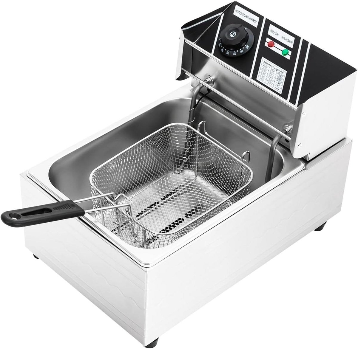Elektrische Friteuse - Frituurpan - Grote porties maken - Instelbare temperatuur - 6 Liter - Zilver