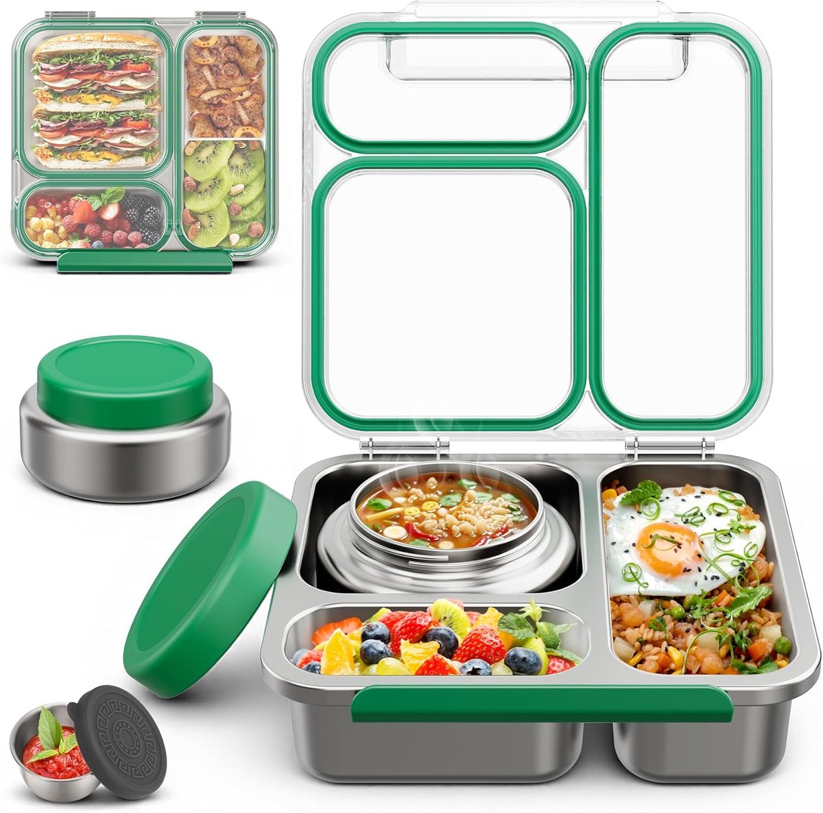 Bento Box roestvrijstalen kinderset, groen