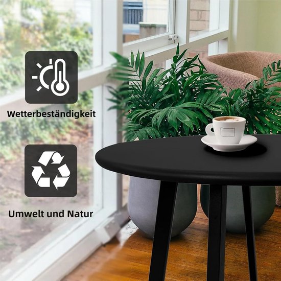 Outdoor bijzettafel, weerbestendige patio, kleine waterdichte eindtafel, voor binnen en buiten, rond, metaal, staal, zwart van outdoor — afbeelding 4