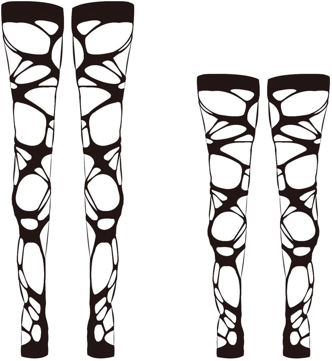 2 Stuks Zwarte Holle Gatsokken, Creatieve Sexy Leggings, Modieuze Netwerkkousen, Multi-Purpose-Gotische Punk-Accessoires.